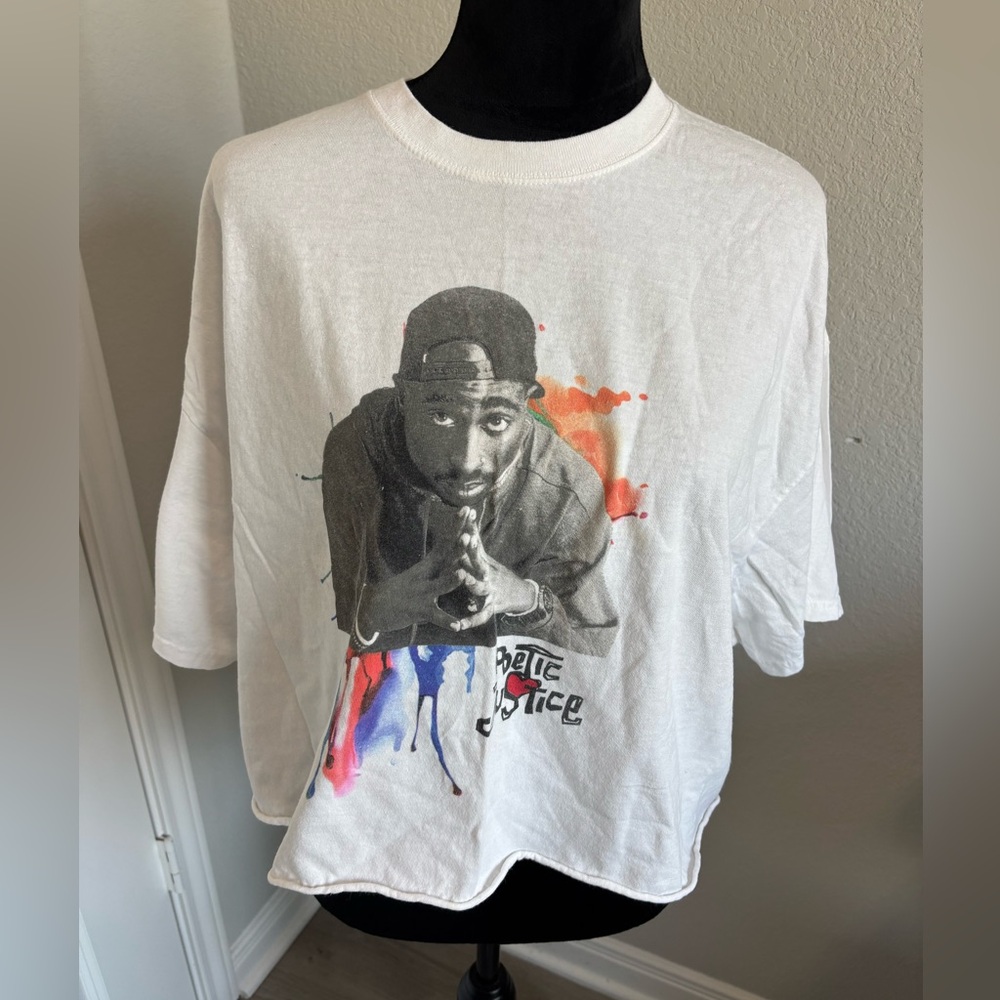 Tupac Shakur Poetic Justice graphic cropped t-shirt size 2XL
